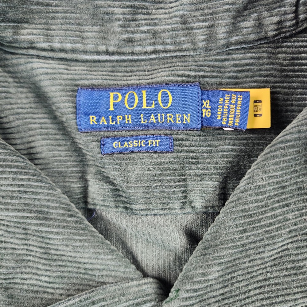 Polo Ralph Lauren Classic Fit Corduroy Camp Shirt Men's XL Green Workwear - Picture 3 of 6